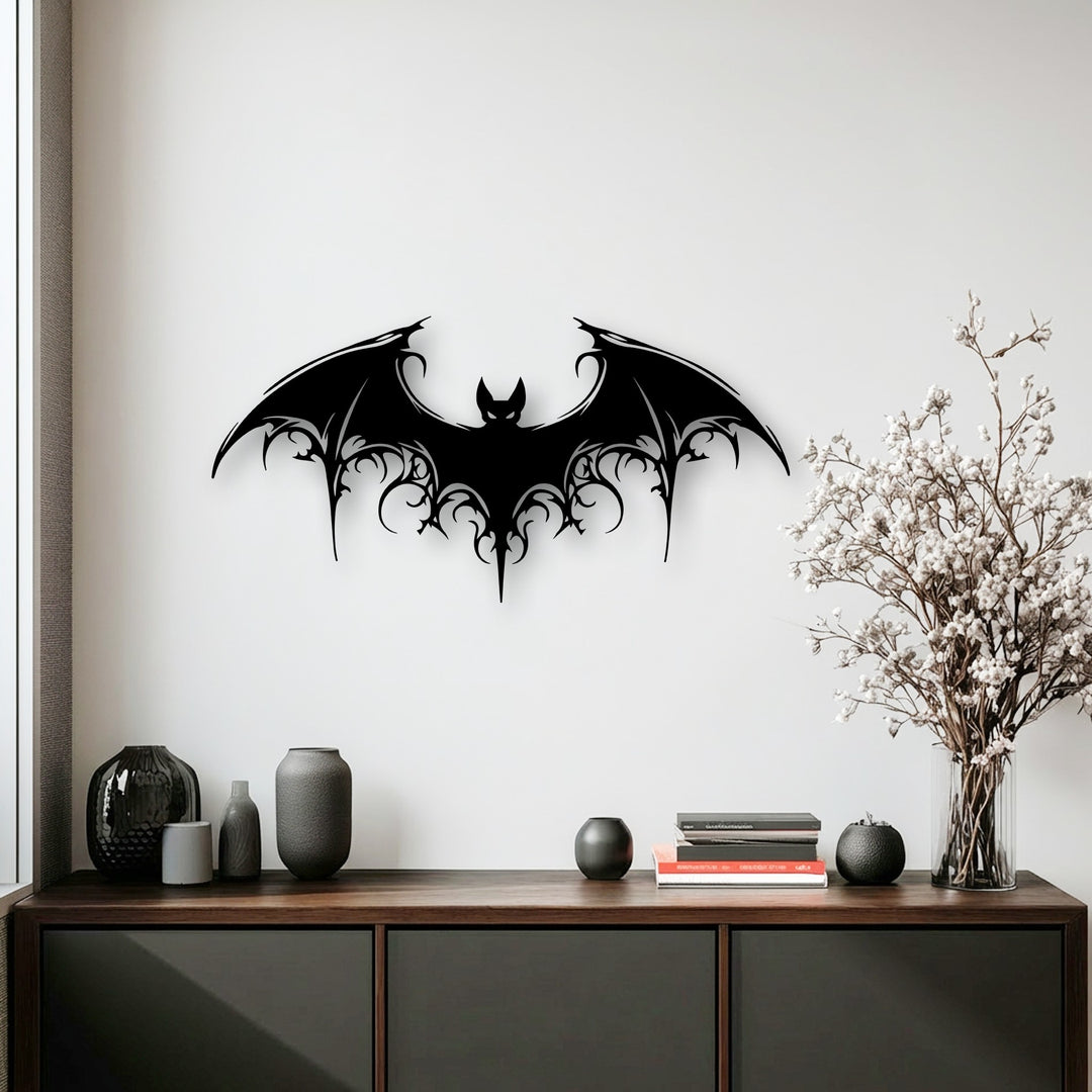 Gothic Bat Metal Wall Art – Dark Fantasy Winged Decor