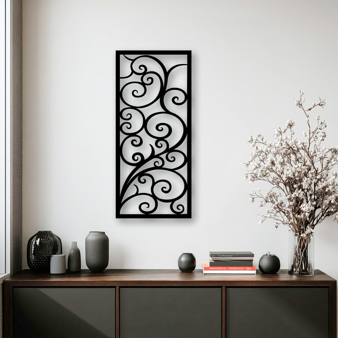 Showcasing superior material quality, this elegant scroll pattern metal artwork is meticulously crafted with intricate vine details.