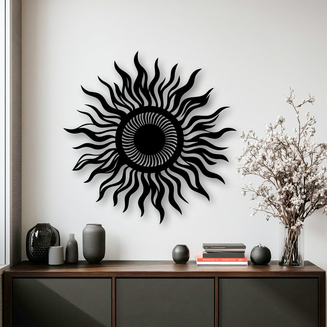Abstract Sun Metal Wall Art – Modern Celestial Wall Decor