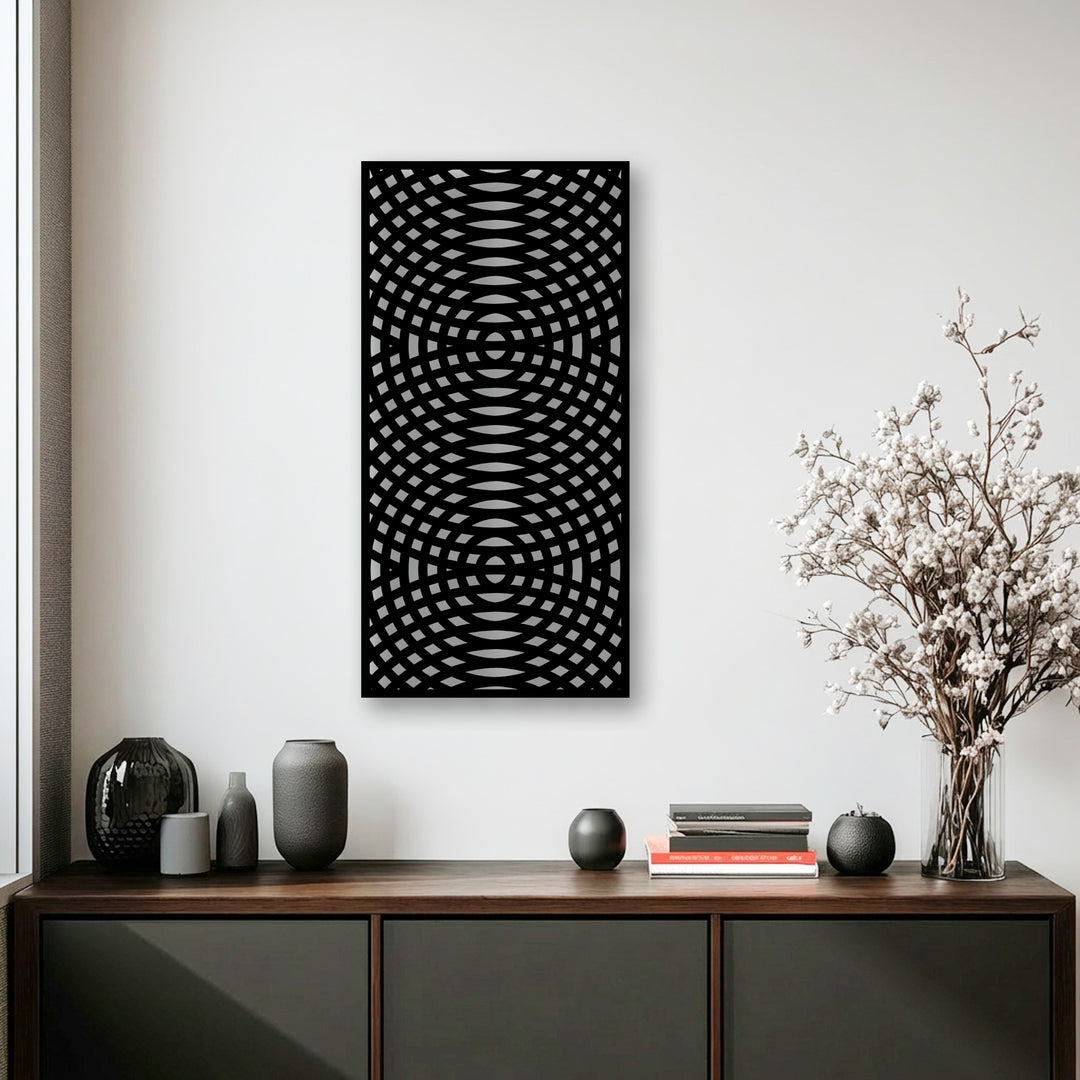 Optical Wave Grid – Abstract Geometric Metal Wall Art