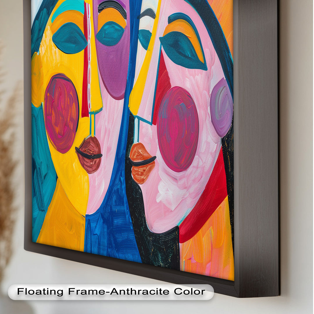 Unified Gaze – Vibrant Dual Portrait Picasso Oil Painting