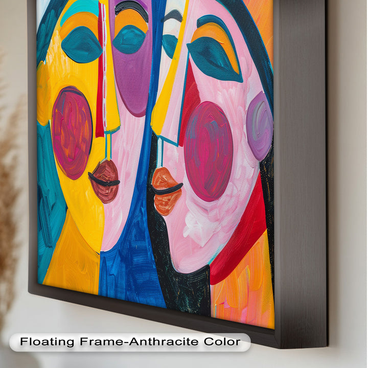 Unified Gaze – Vibrant Dual Portrait Picasso Oil Painting