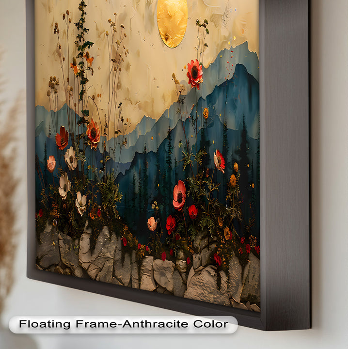 Golden Moon Wall Art-Forest Landscape Oil Painting