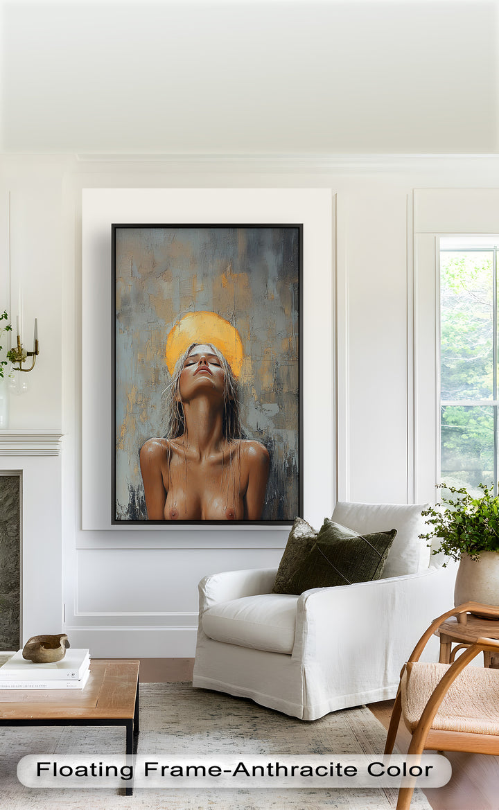 Haloed Grace – Ethereal Nude Portrait Oil Painting