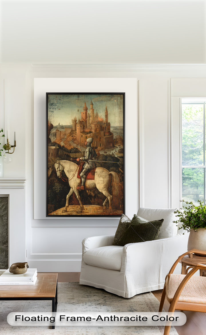 Wächter der Burg – Mittelalterlicher Ritter und Festung Historisches Ölgemälde