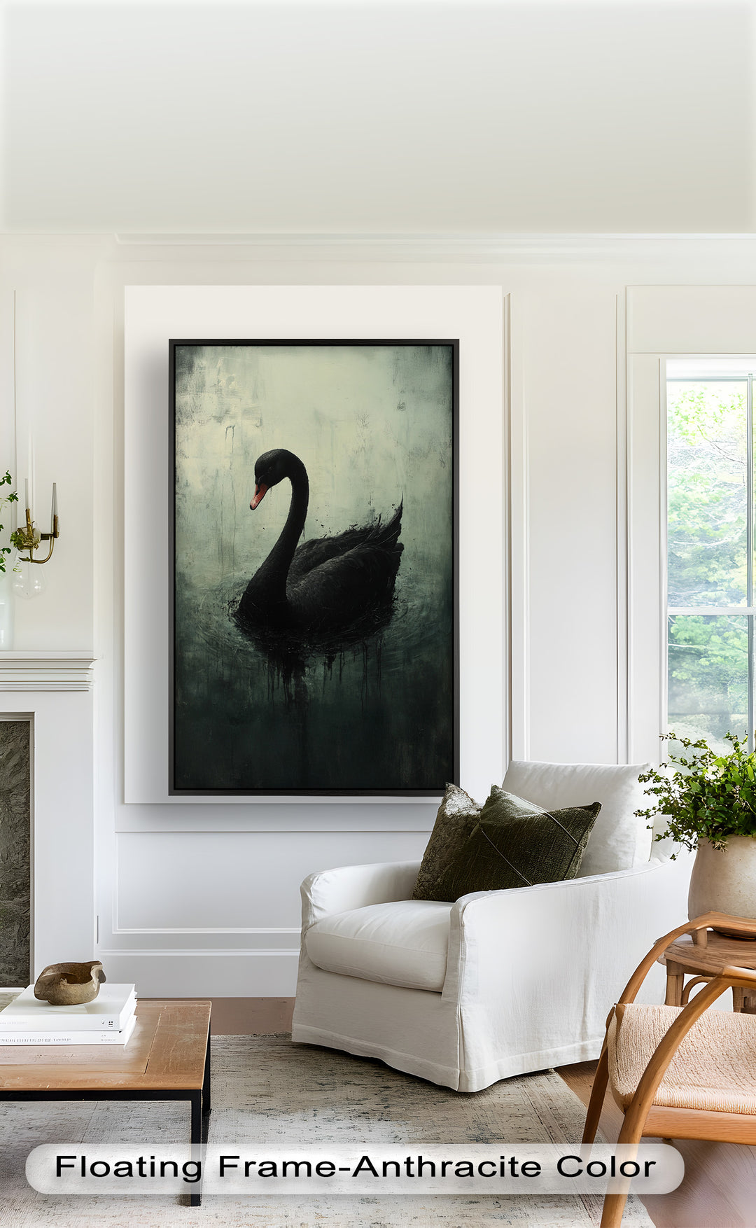 Solitary Grace – Moody Black Swan Oil Painting