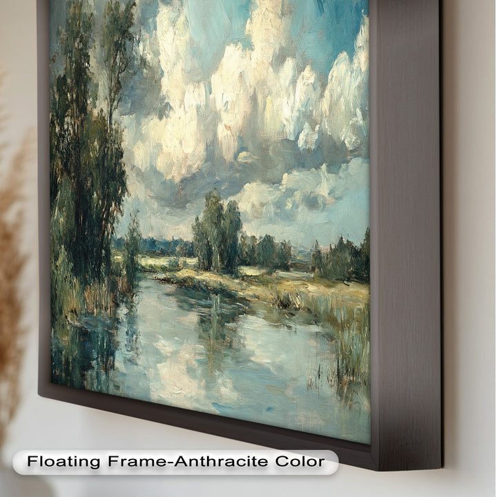 Golden Field & Mountain Horizon – Landscape Oil Painting