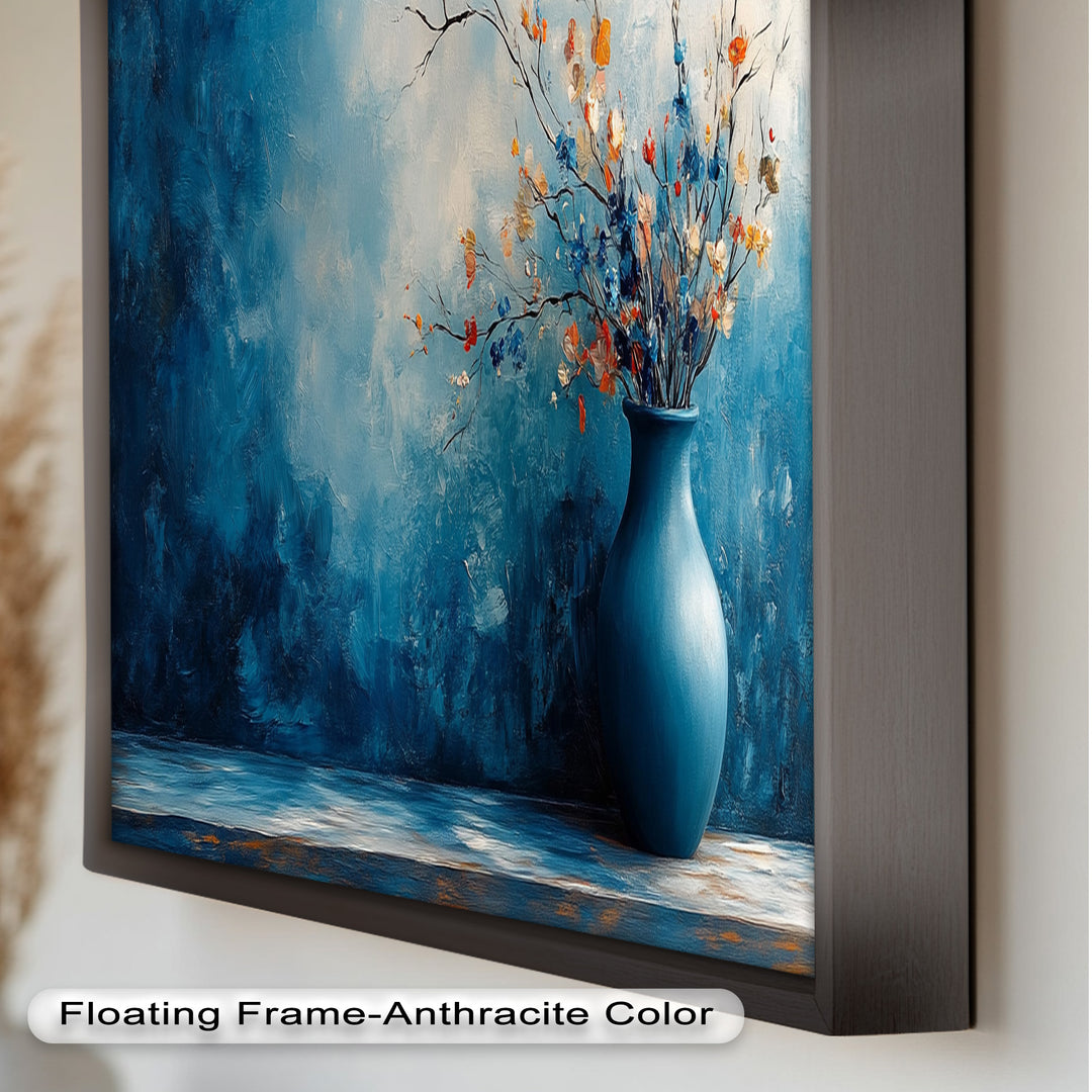 Blue Harmony Vase – Contemporary Floral Arrangement Flower Oil Painting