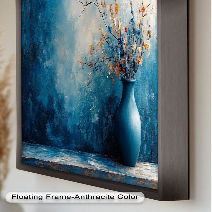 Blue Harmony Vase – Contemporary Floral Arrangement Flower Oil Painting
