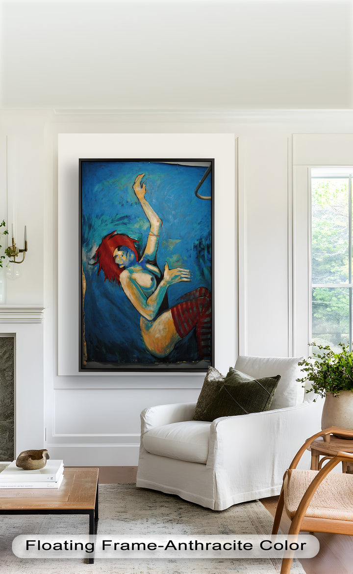 Descent in Blue – Expressionist Female Nude Picasso Oil Painting