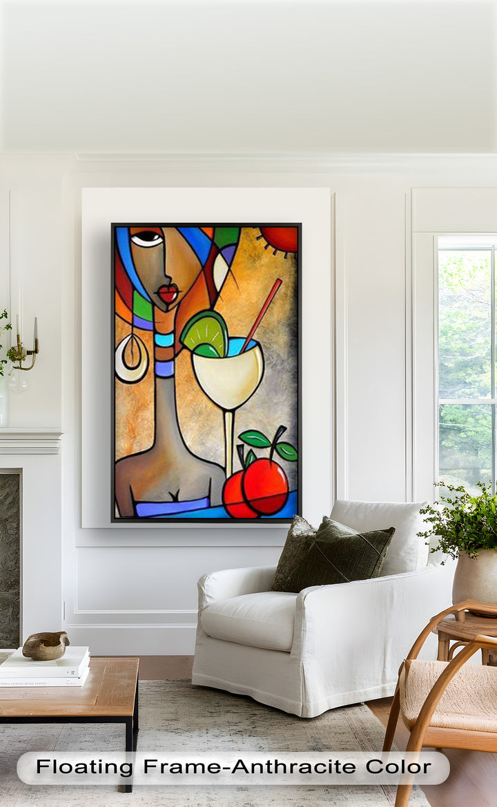 Tropical Gaze – Lebendiges Cocktail Muse Picasso Ölgemälde