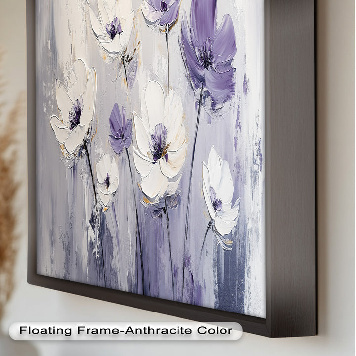 White and Purple Wildflowers in Soft Harmony - Flower Oil Painting