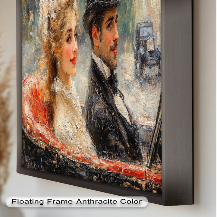 Charming Couple in a Vintage Car – Impressionist Oil Painting