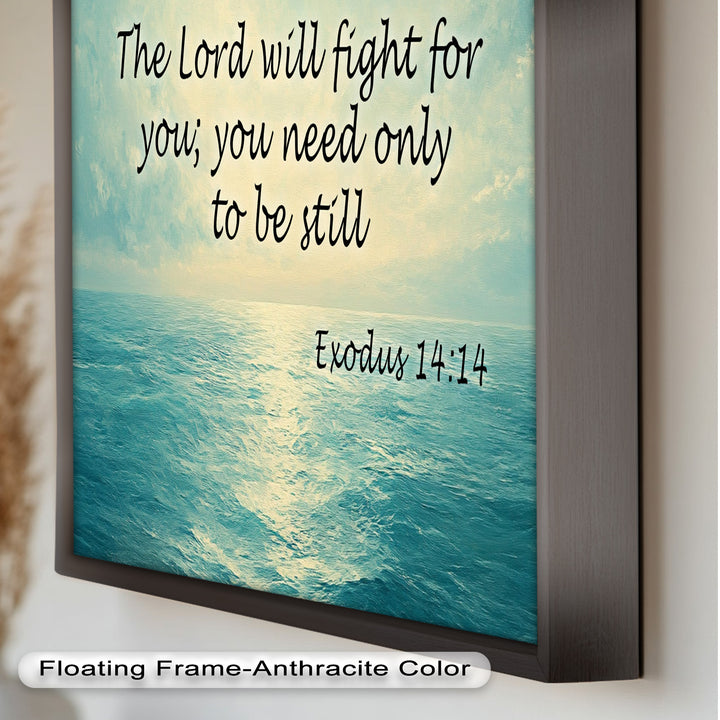 Exodus 14:14 – Be Still & Trust Bible Verse Oil Painting