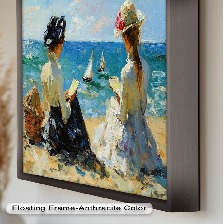 Seaside Serenity with Sailboats – Impressionist Oil Painting