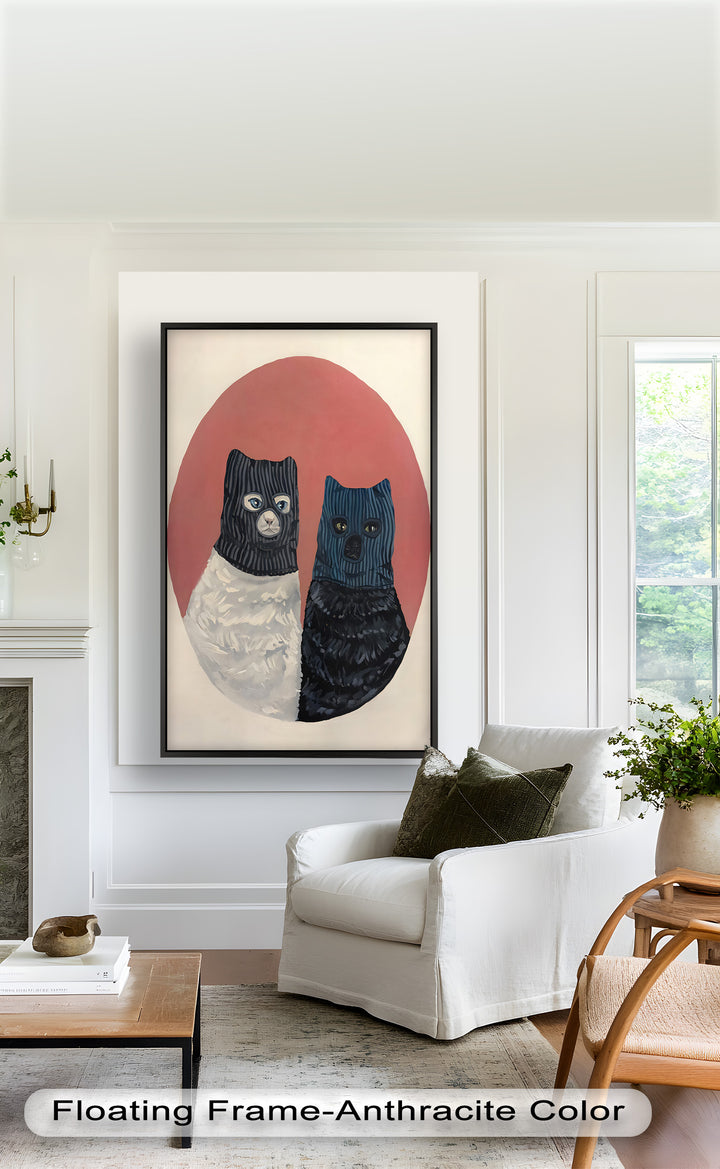 Masked Companions – Contemporary Cat Oil Painting
