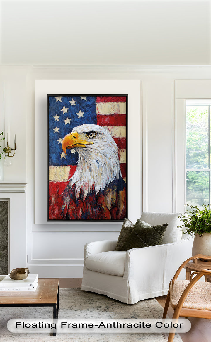 Amerikanischer Weißkopfseeadler Portrait - Patriotisches Ölgemälde