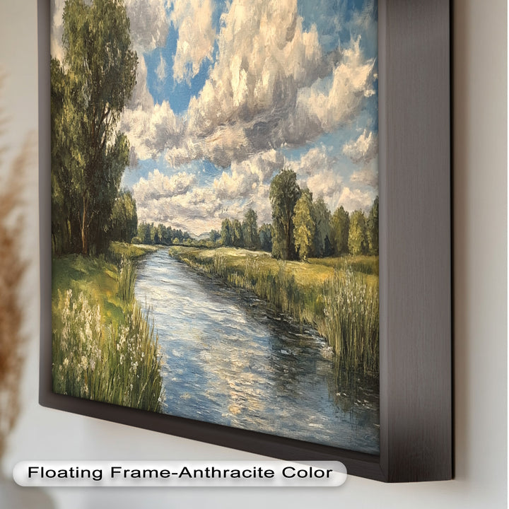 Ruhige Flusslandschaft – Moderne Natur-Ölgemälde