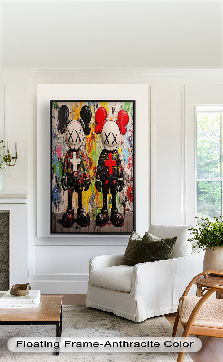 Dual Manifest – Abstraktes Duo KAWS Ölgemälde
