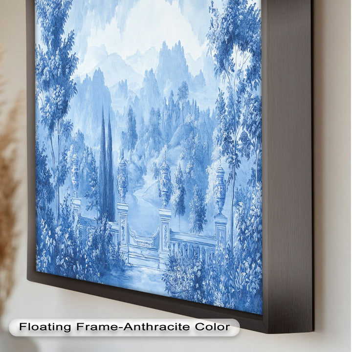 Blue Toned Garden Wall Art – Classical Landscape Oil Painting