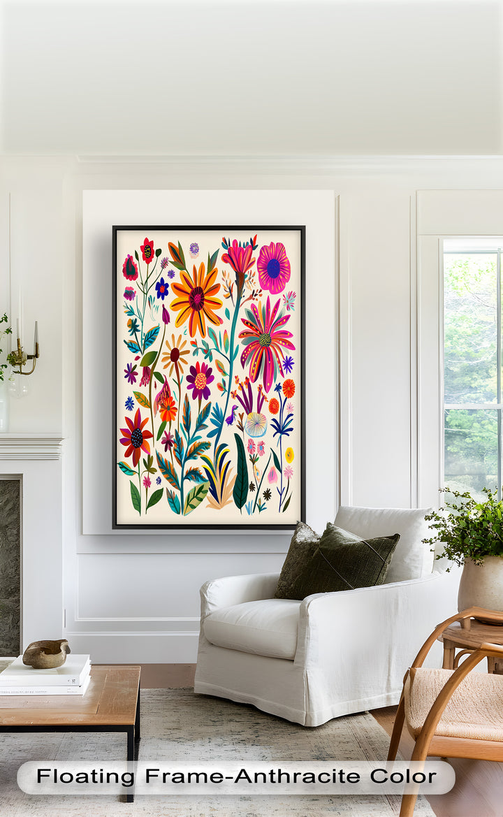 Wild Bloom Symphony – Vibrant Botanical Oil Painting