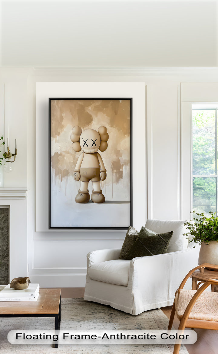 Monochrome Companion – Minimalistisches KAWS-Ölgemälde