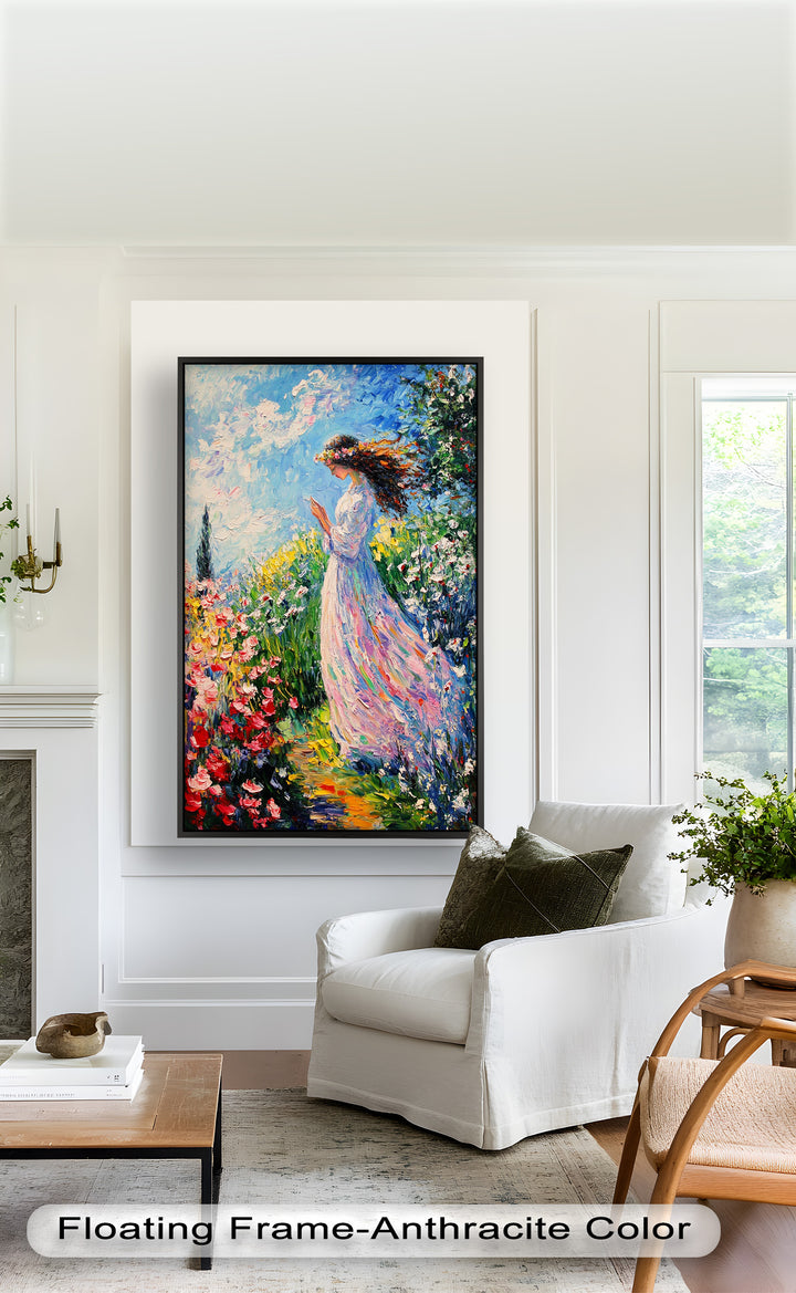 Woman in Floral Crown - Impressionist Oil Painting
