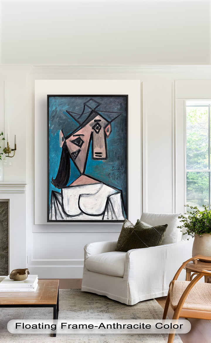 Angular Expression – Cubist Woman in White Dress Picasso Oil Painting