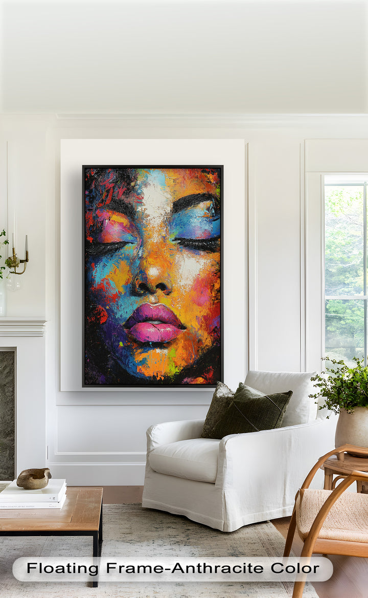 Chromatic Reverie – Bold Female Portrait in Abstract Oil Painting