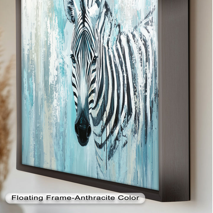 Zebra in Blue Abstract Style - Animal Oil Painting