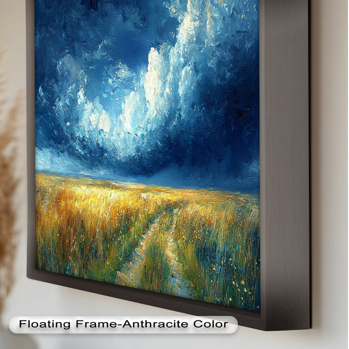 Golden Field Stormy Sky Wandkunst – Romantik Ölgemälde