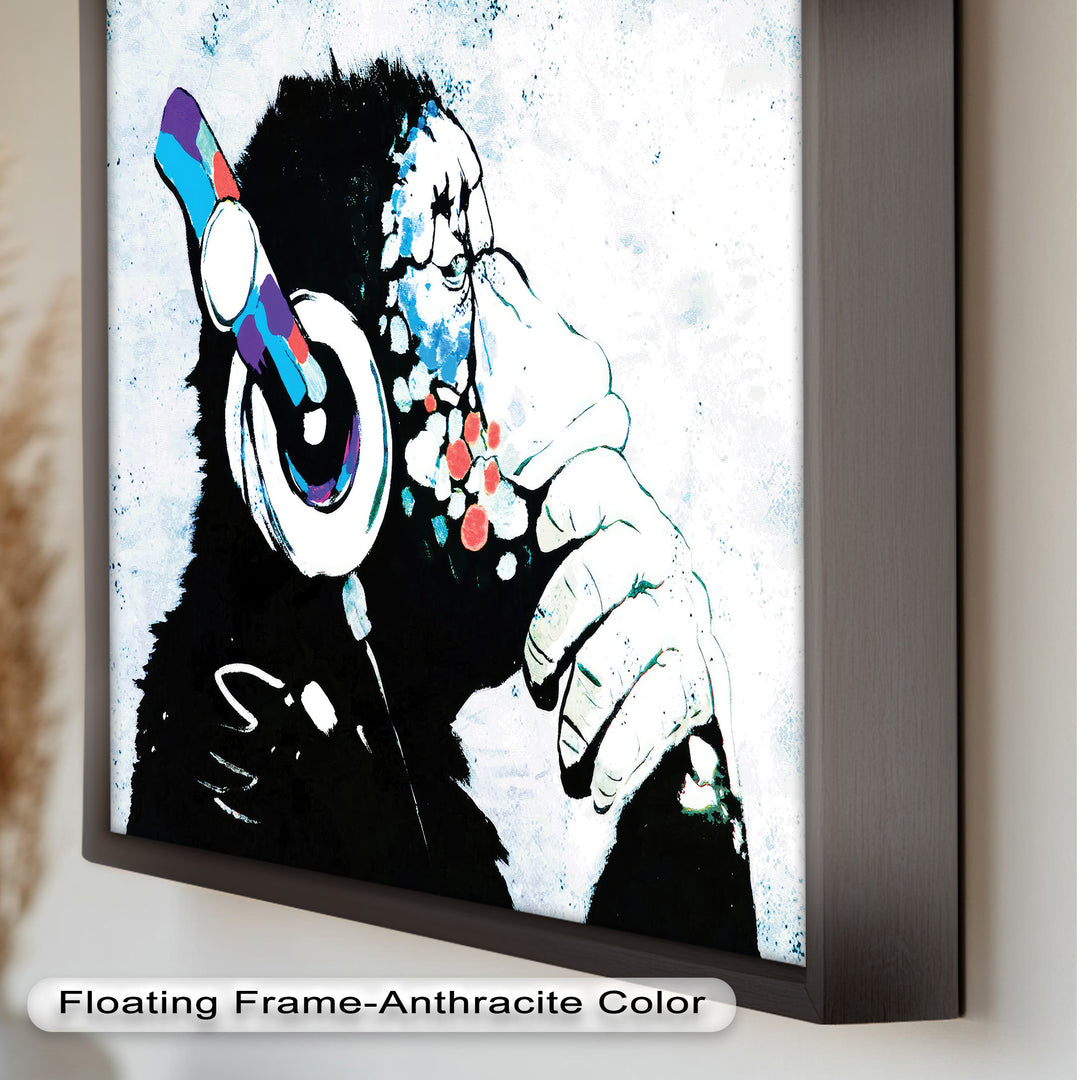 Contemplative Chimp with Headphone – Banksy Oil Painting