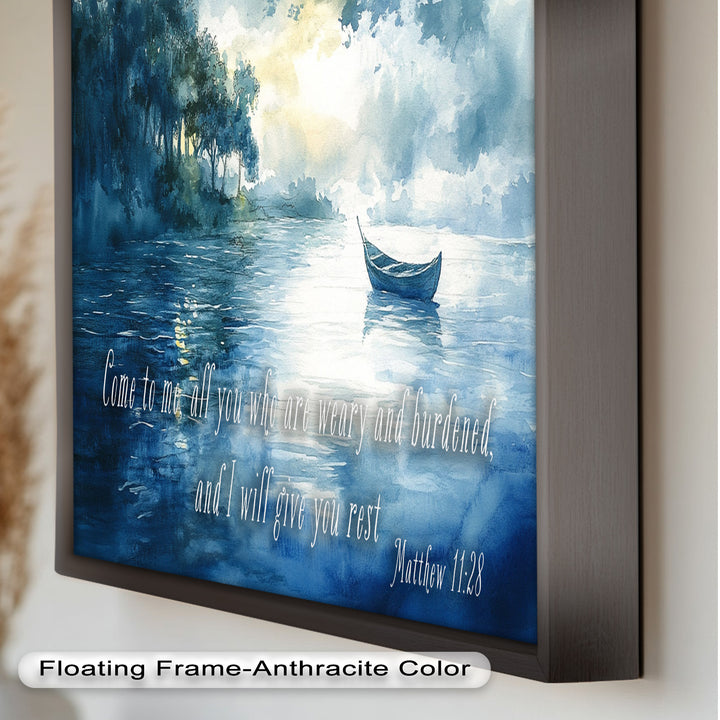 Matthew 11:28 – Find Rest in Christ Bible Verse Oil Painting