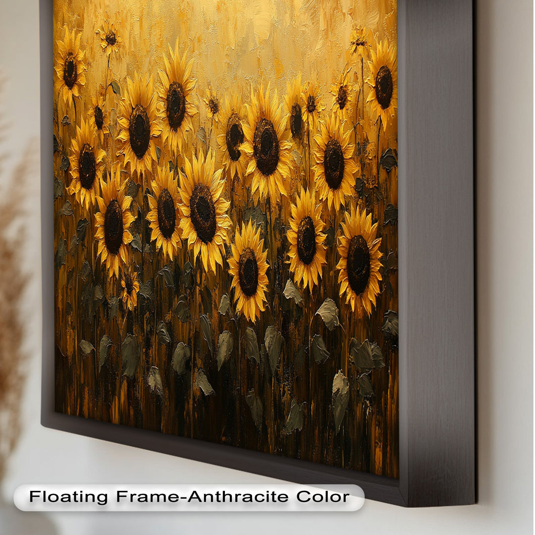 Golden Sunflower Field Wall Art – Floral Oil Painting