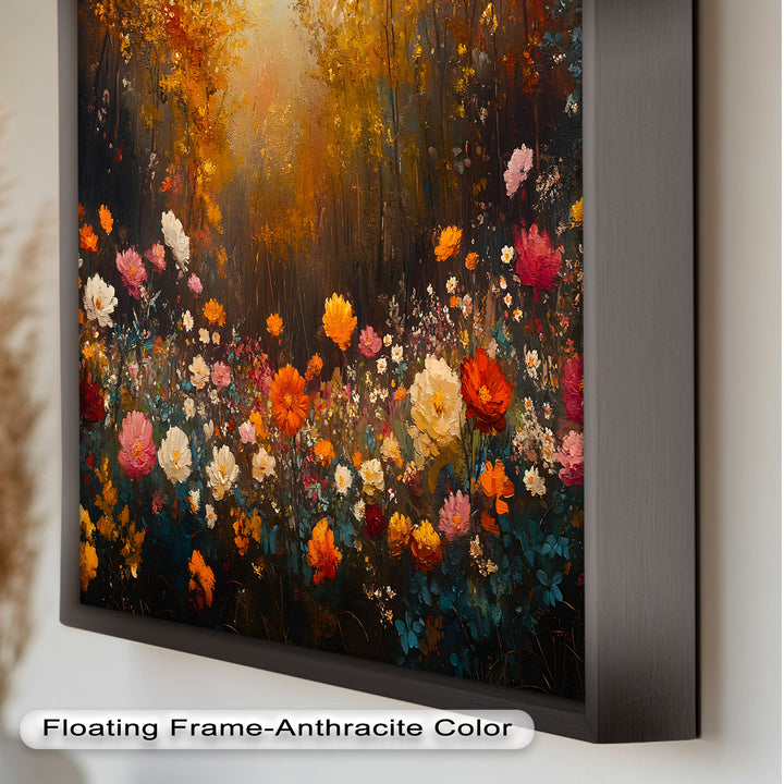 Autumn Forest Flower Wall Art – Colorful Floral Oil Painting