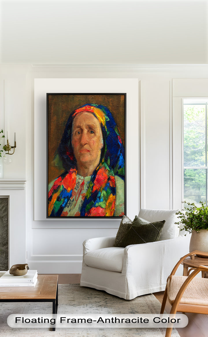 Porträt einer älteren Frau in traditioneller Kleidung – Picasso-Ölgemälde
