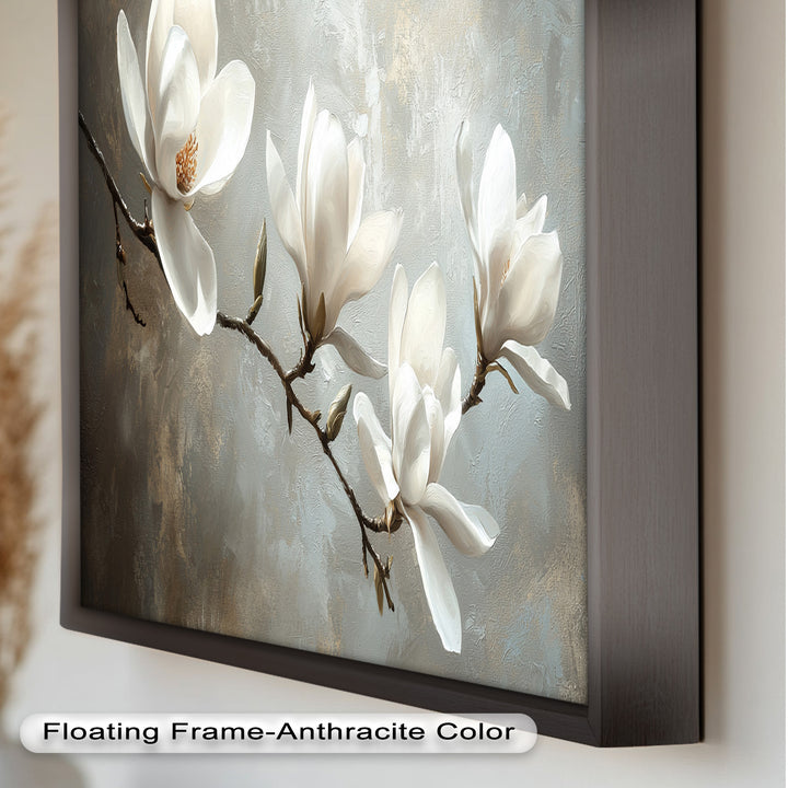 Magnolia Serenity – Cream Blossom Branch Flower Oil Painting