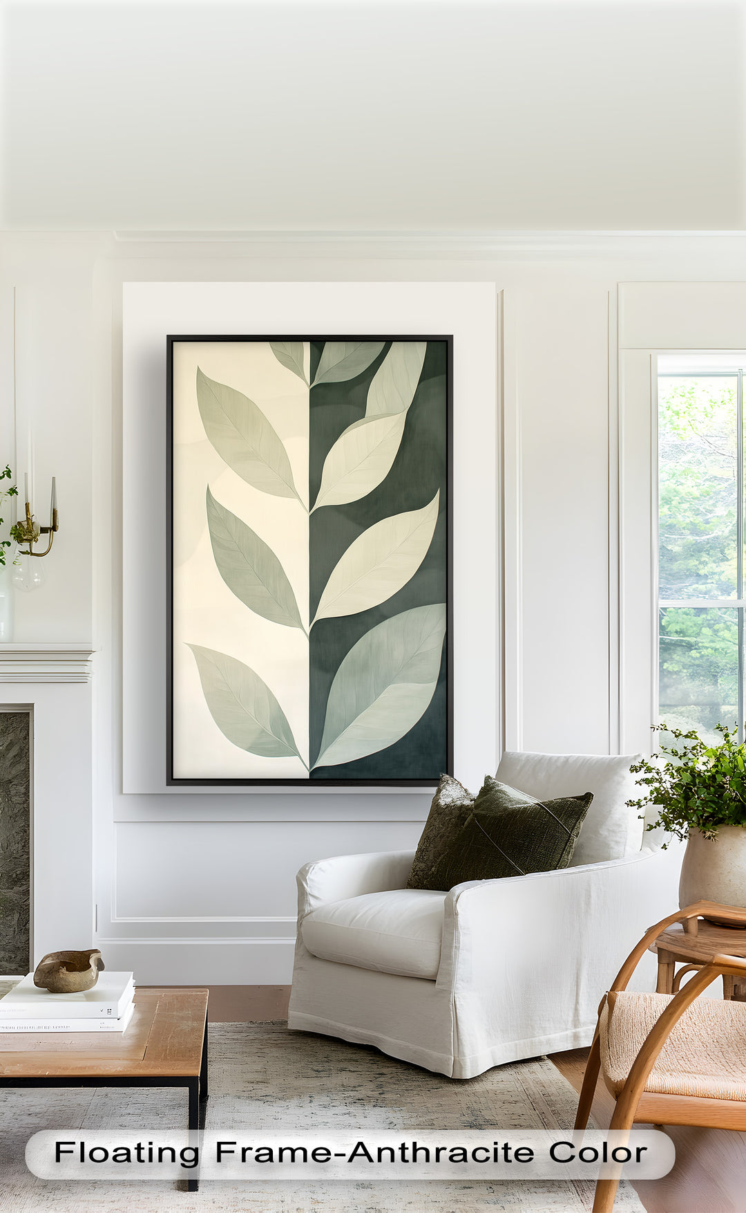 Minimalist Leaf  – Monochrome Botanical Oil Painting