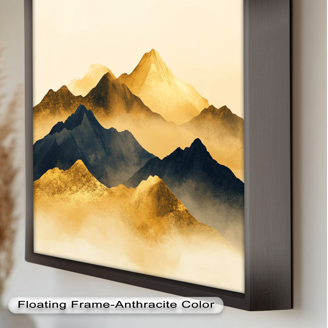 Gold &amp; Black Mountains – Modernes Ölgemälde