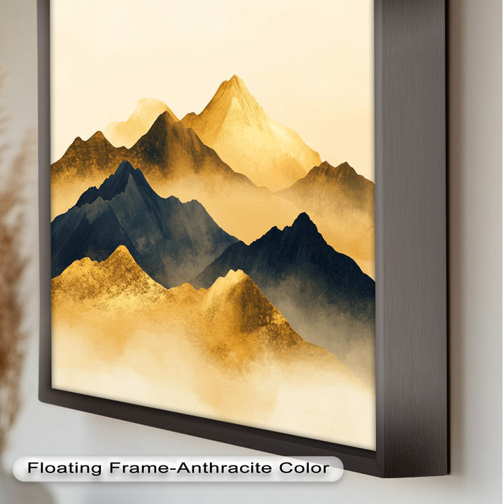 Gold &amp; Black Mountains – Modernes Ölgemälde