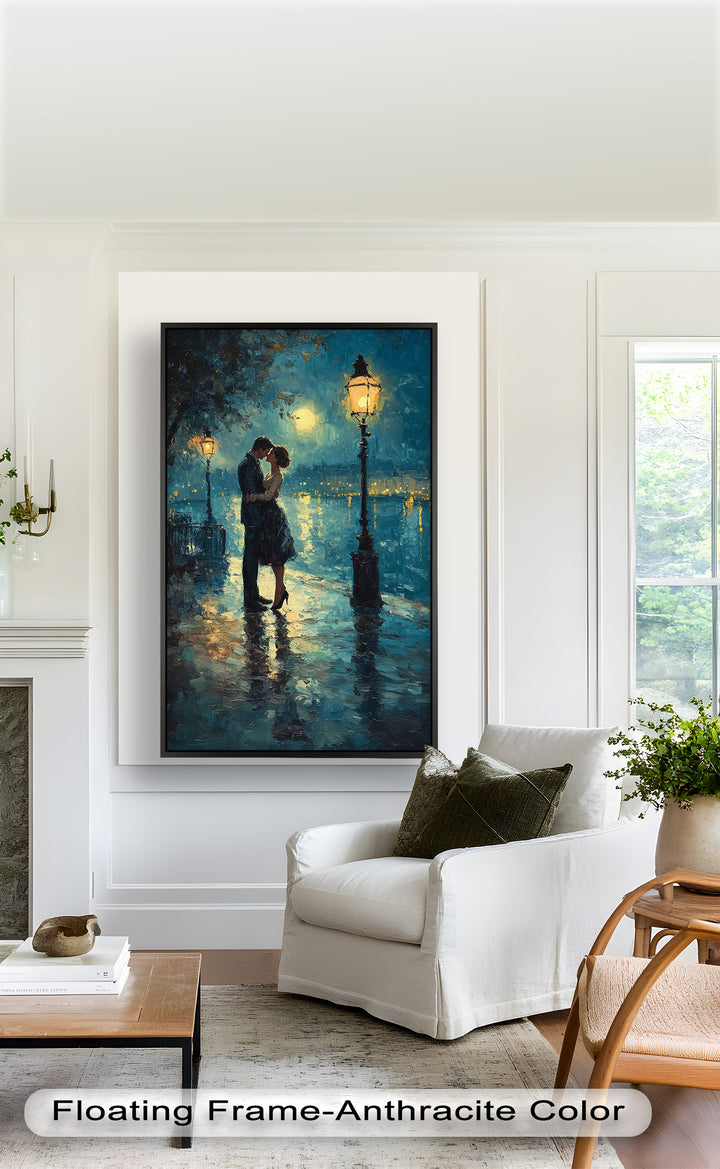 Romantic Couple Under Moonlight - Love Oil Painting
