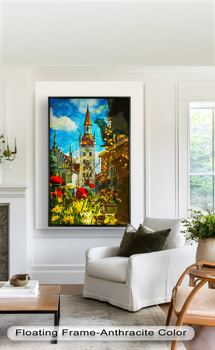 Sunlit Cathedral Square – Vibrant European Cityscape Picasso Oil Painting
