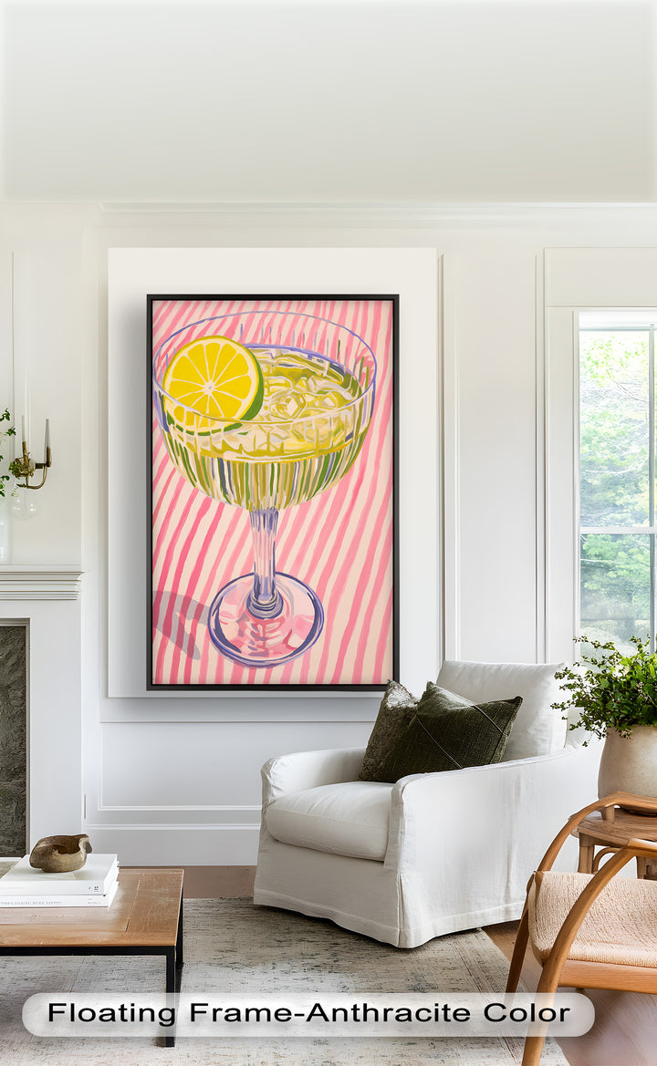 This pop-art-inspired still life blends sophistication and fun, transforming a simple drink into a vibrant focal point.

