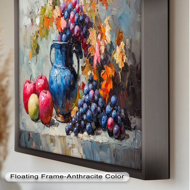 Fall Apple & Floral Still Life – Rustic Autumn Decor Oil Painting