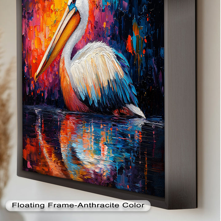 Sunset Pelican on Water – Animal Oil Painting