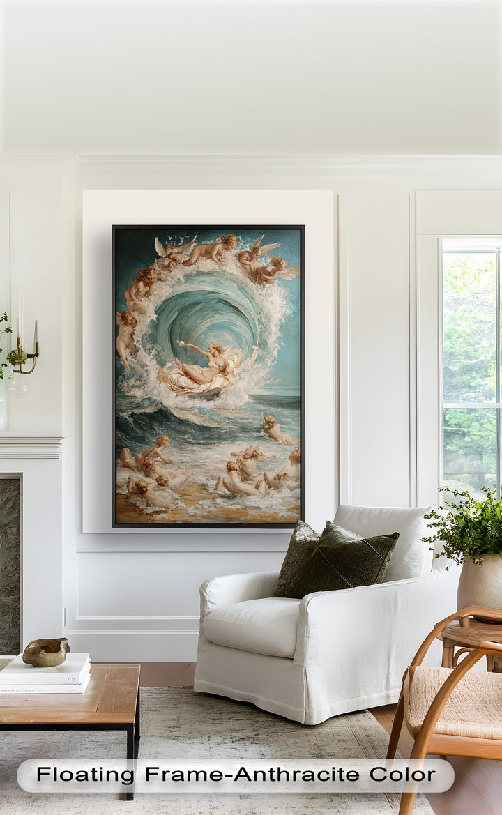 Birth of the Wave – Mythological Goddess and Cherubs Oil Painting
