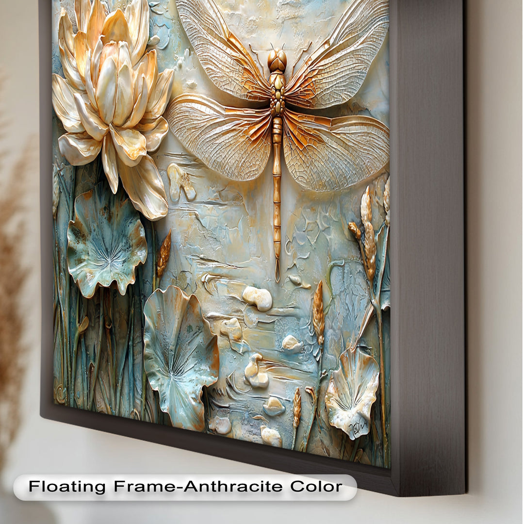 Retro Dragonflies and Flowers – Elegant Nature-Inspired Oil Painting