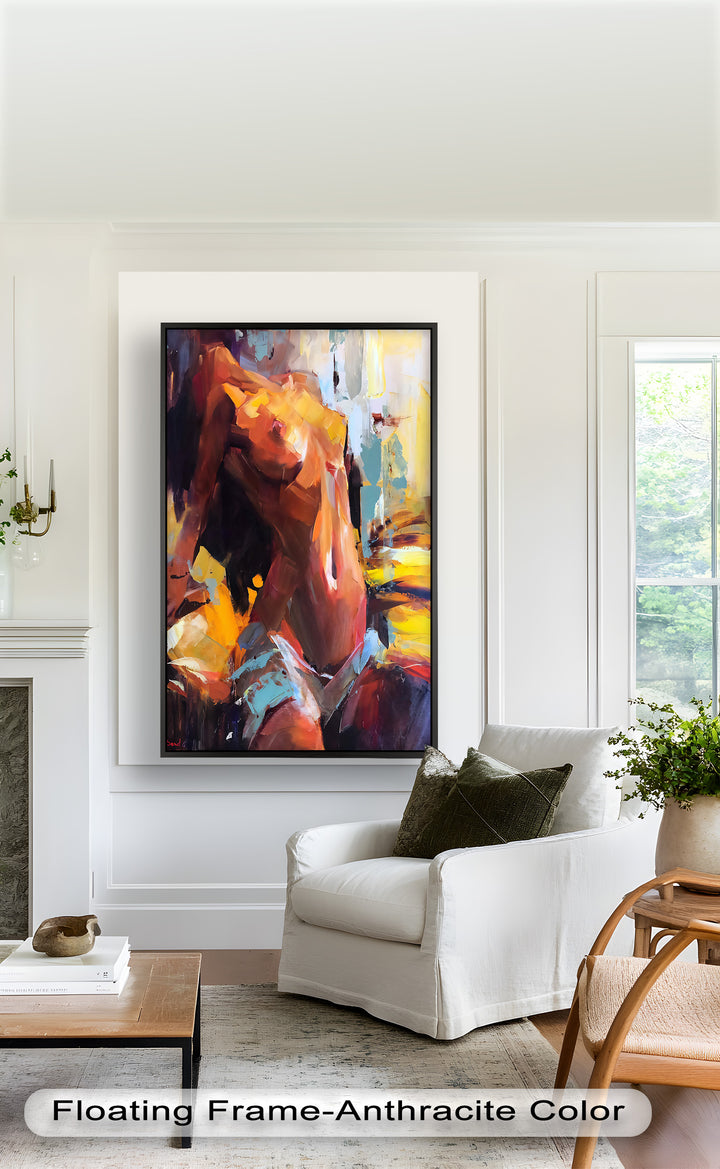 Ember Silhouette – Bold Abstract Nude Oil Painting