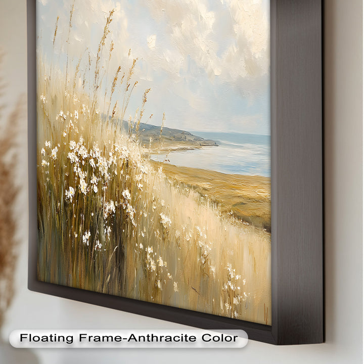 Wildflower Field Landscape – Serene Coastal Oil Painting