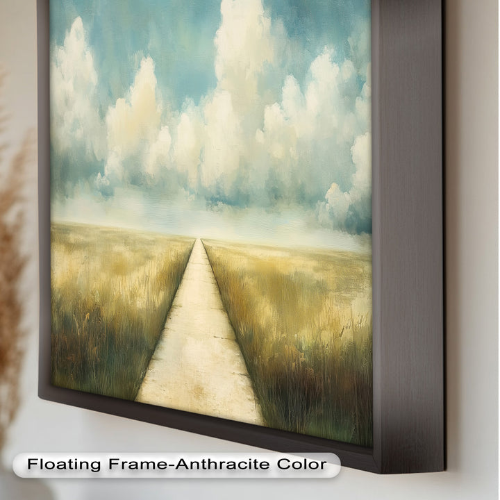 Cloudy Sky Wall Art – Minimal Landscape Oil Painting